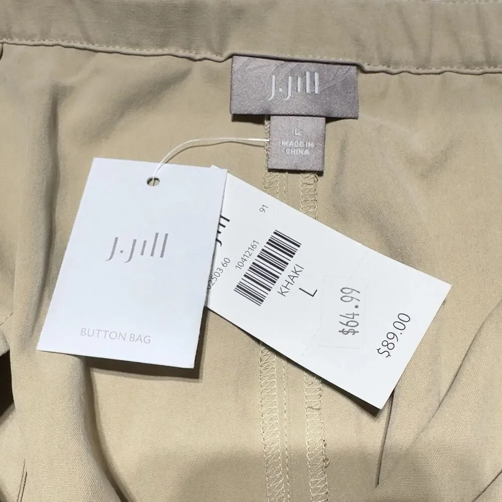 J. Jill Wide Leg 100% Silk Pants Size L Large Tan Khaki NWT - Picture 3 of 11